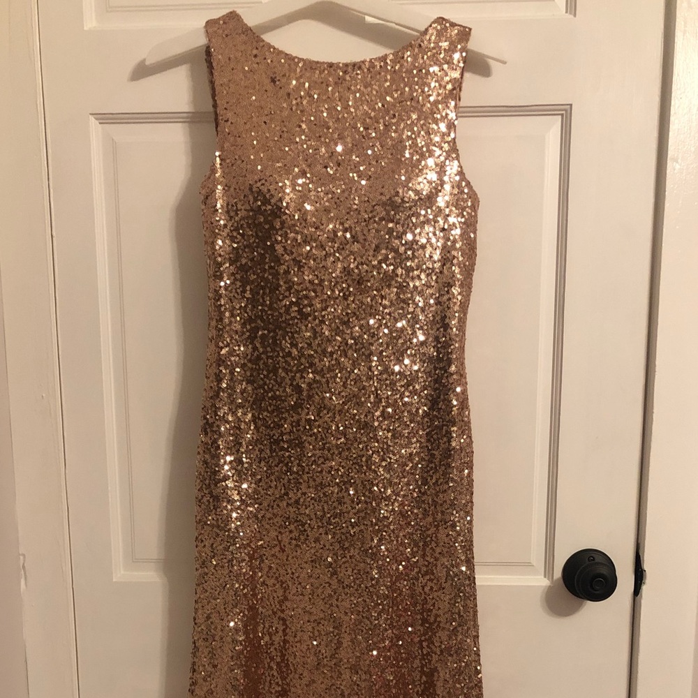 Christina Wu Gold Sequin Dress